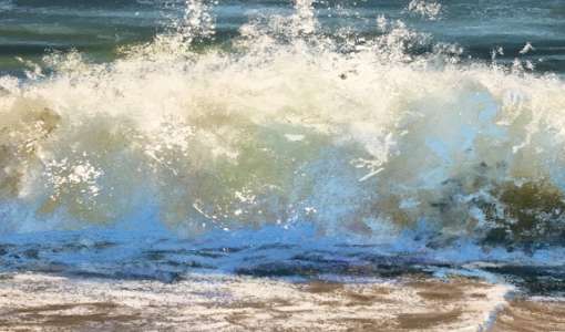Wellen, Schaum und Gischt in Pastell
