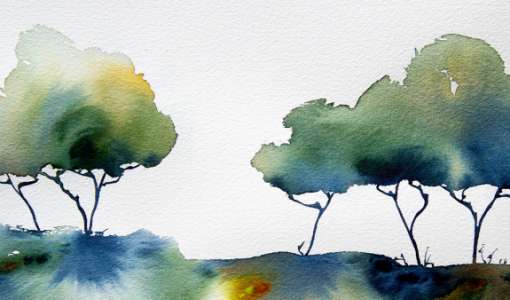 After Work: Lockere Aquarellbäume